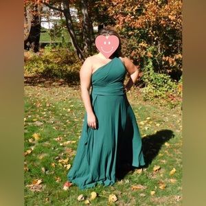 Green beautiful long one shoulder dress- perfect condition